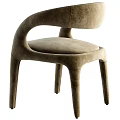 Modern Beige Leisure Chair With Curved Armrest And Comfortable Fabric Seat