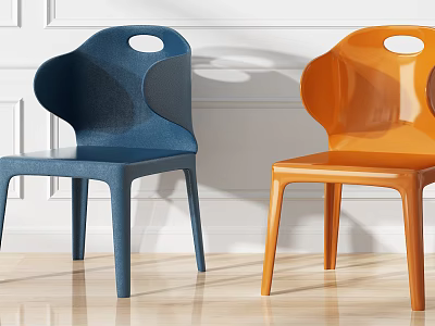 Modern Leisure Chairs With Blue Orange Curved Backrest and Round Hole Design 3d model