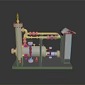 Industrial Processing Equipment With Pipeline System Cylindrical Vessel And Control Panel