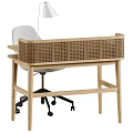Desk and Chair Combination Rattan Desk Computer Desk Writing Desk 3d model