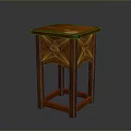 Elegant Wooden Side Table With Carved Patterns And Square Top Design