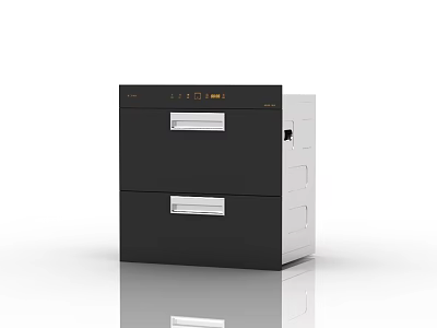 Modern Double Drawer Kitchen Appliance With Black White Design And Digital Control Panel 3d model