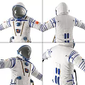White Blue Accented Spacesuit Design With Multiple Views And Detailed Features 3d model