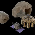 Space Exploration Equipment With Rock Samples Detector Solar Panels And Circular Module 3d model