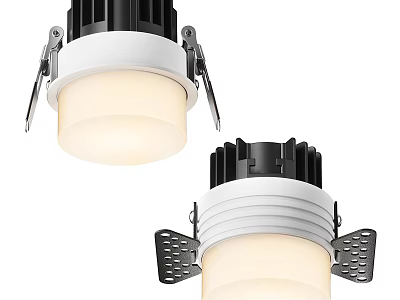 Modern Recessed Downlight Spotlight With White Black Housing Mounting Clips And Lamp Shade 3d model