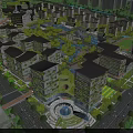 Aerial View Urban Planning with Modern Buildings Green Spaces and Water Features