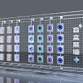 Blind Box Display Wall With Arranged Colorful Boxes And Grid Background Design 3d model