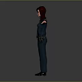 3D Model of Female Police Officer in Dark Blue Uniform With Sunglasses and Outstretched Arms