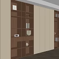 Modern Wooden Bookcase With Built in Lighting Shelves And White Cabinet Doors