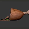 Fresh Ham Leg with Sliced Portions and Green Leaves on Dark Surface