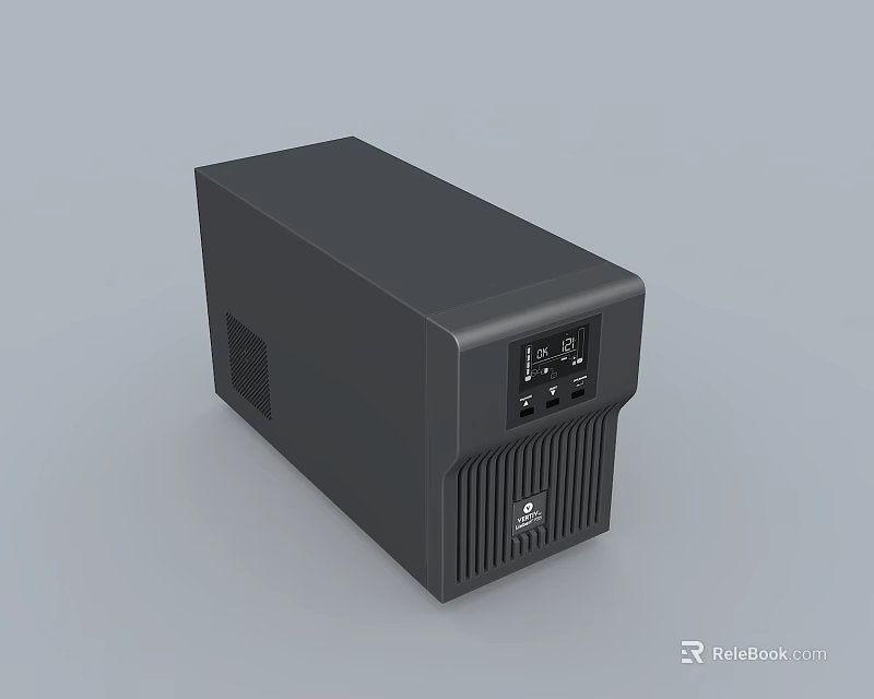 Sleek Black Computer Power Supply Unit With Control Panel And Cooling Vents 3d model