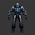 Futuristic Mechanical Robot Character With Blue Silver Armor And 3D Rendered Details