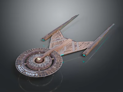 Futuristic Sci Fi Spaceship Model With Geometric Metallic Hull And Glowing Blue Engines 3d model