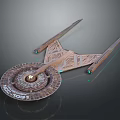 Futuristic Sci Fi Spaceship Model With Geometric Metallic Hull And Glowing Blue Engines