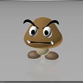 Angry Mushroom Character with Big Eyes Sharp Teeth 3D Model on Dark Surface with Reflection 3d model