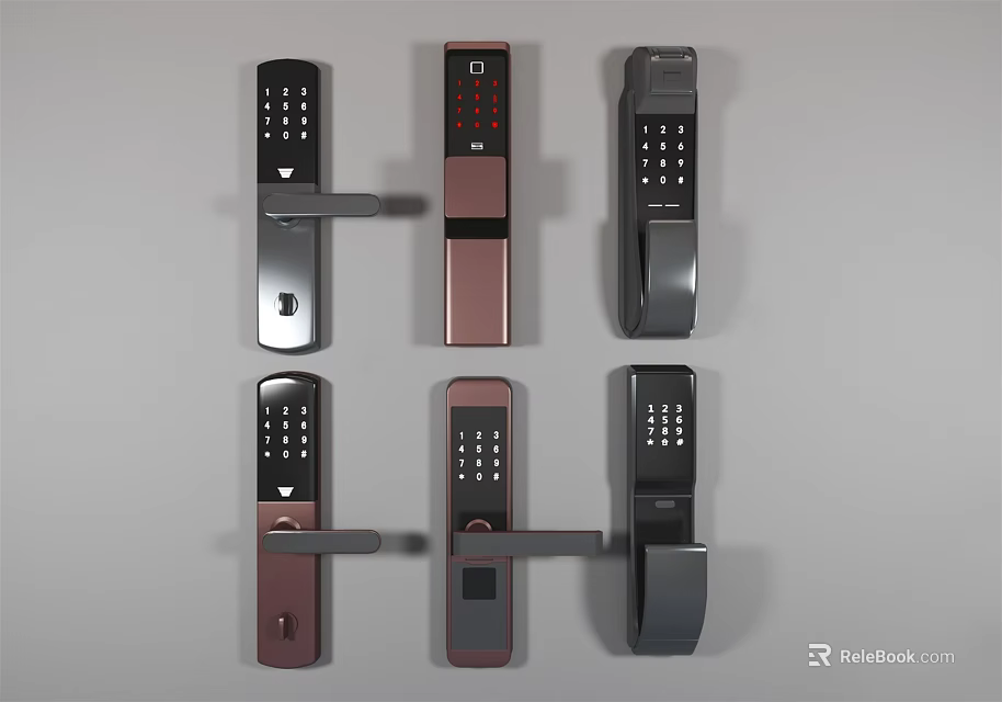 Smart Door Handle With Digital Keypad Modern Design And Multiple Colors 3d model 