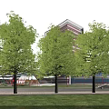 Modern Fire Station Architecture With Lake Greenery And Urban Park Surroundings