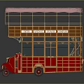 Vintage Open Top Double Decker Bus With Red Body Pink Roof And Route Names