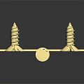 Brass Hinge Connecting Two Metal Plates With Cross Screws And Reflective Surface