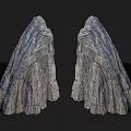 Pair of Symmetrical Stone Wood Structures With Natural Rustic Textured Surfaces