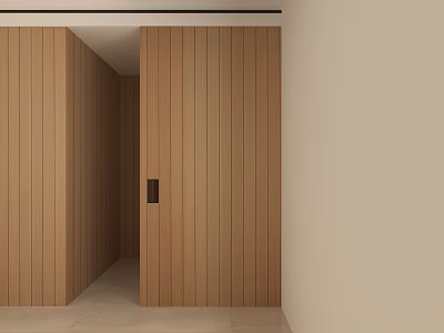 Modern Wooden Sliding Door With Sleek Vertical Panel Design For Contemporary Interior 3d model