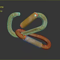Modern Artistic Sculpture Design With Two Intertwined Golden Metal Carabiners
