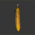 Ripe Yellow Banana With Brown Spots On Black Surface And Reflection 3d model