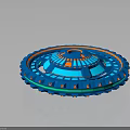 Futuristic Spacecraft Component 3D Model With Circular Blue Orange Illuminated Design For Space Exploration Technology 3d model
