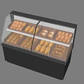 Bakery Display Case With Glass Doors And Illuminated Base For Fresh Baked Goods