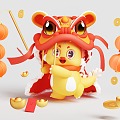 Year of the Dragon Lion Dance Year of the Dragon Spring Festival Elements Year of the Dragon Lantern Red Envelope Yuan Bao New Year Lion Dance Lion Dance Characters 3d model