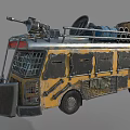 Modified Armored Combat Car With Roof Mounted Weapon Fuel Barrels And Cargo Boxes