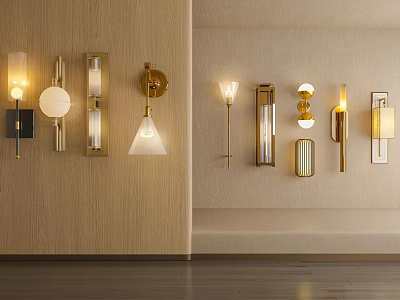 Modern Wall Sconces With Various Designs And Metal Glass Shades For Interior Decor 3d model