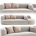 Gray Multi Seater Sofa With Brown Throw Pillows Modern Minimalist Design 3d model