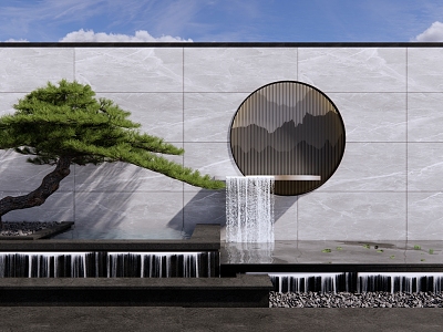 Modern landscape wall opposite landscape wall waterscape wall falling water landscape wall flowing water landscape wall landscape wall circular landscape grid pine tree model