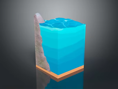 Natural Rock Formation with Layered Blue Water and Clear Aquatic Layers 3d model