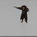 Lion Cowboy Character Holding Double Guns Wearing Long Coat And Western Hat