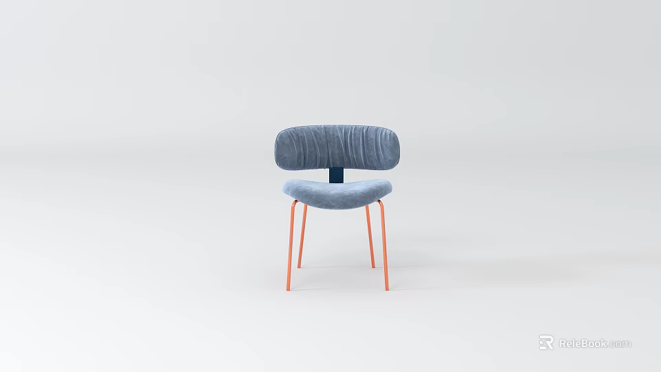 Modern Office Chair With Blue Upholstered Seat Back And Orange Metal Legs 3d model 