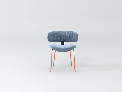 Modern Office Chair With Blue Upholstered Seat Back And Orange Metal Legs 3d model