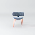 Modern Office Chair With Blue Upholstered Seat Back And Orange Metal Legs