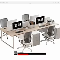 Modern Office Desk Workstation With Computer Monitors Ergonomic Chairs And Drawer Cabinets 3d model