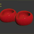 Modern Red Curved Connected Single Sofa Pair With Smooth Round Design