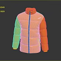 Stylish Orange Puffer Jacket With Stand Collar Front Zipper And Padded Sleeves