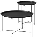 Functional Round Tray Top Table With Black Metal Frame And Minimalist Design 3d model