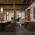 Elegant Modern Hot Pot Restaurant Interior With Traditional Chinese Decor And Spacious Seating