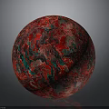 Decorative Red And Green Marbled Sphere With Polished Surface Design