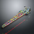 Colorful Chainsaw With Vibrant Red Yellow Blue Patterns And Mechanical Structure 3d model
