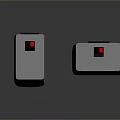 Two White Computer Devices With Black Top And Red Indicator Light On Front 3d model