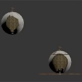 Decorative Windmill Model Equipment With Wooden Blades Straw Roof White Body And Stone Base
