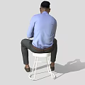 Realistic Characters Modern Characters Men Background Characters Static Characters Sitting Playing Mobile Phone Drinking Coffee 3d model