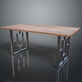 Modern Dining Table With Wooden Tabletop And Geometric Metal Legs